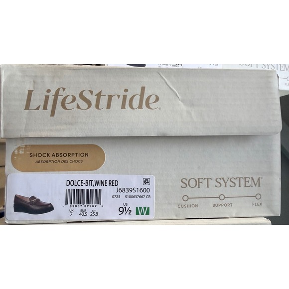 LifeStride Dolce Bit Wedge Loafer Wine Red Faux Leather Womens Sz 9.5 W WIDE New - Picture 3 of 12